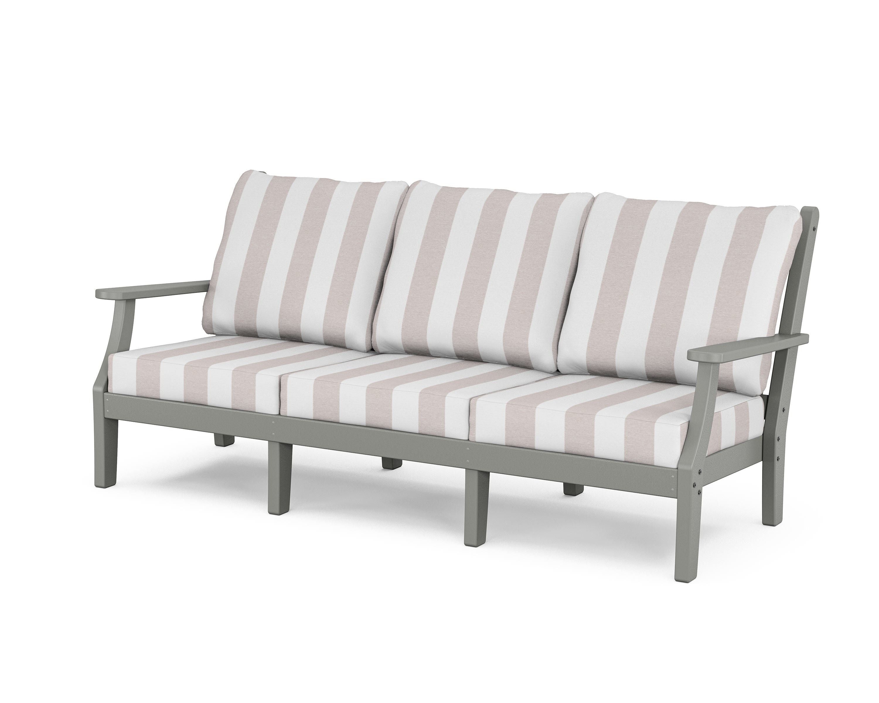 Country Living Wovendale Deep Seating Sofa in Slate Grey / Cabana Stripe Dune Burlap
