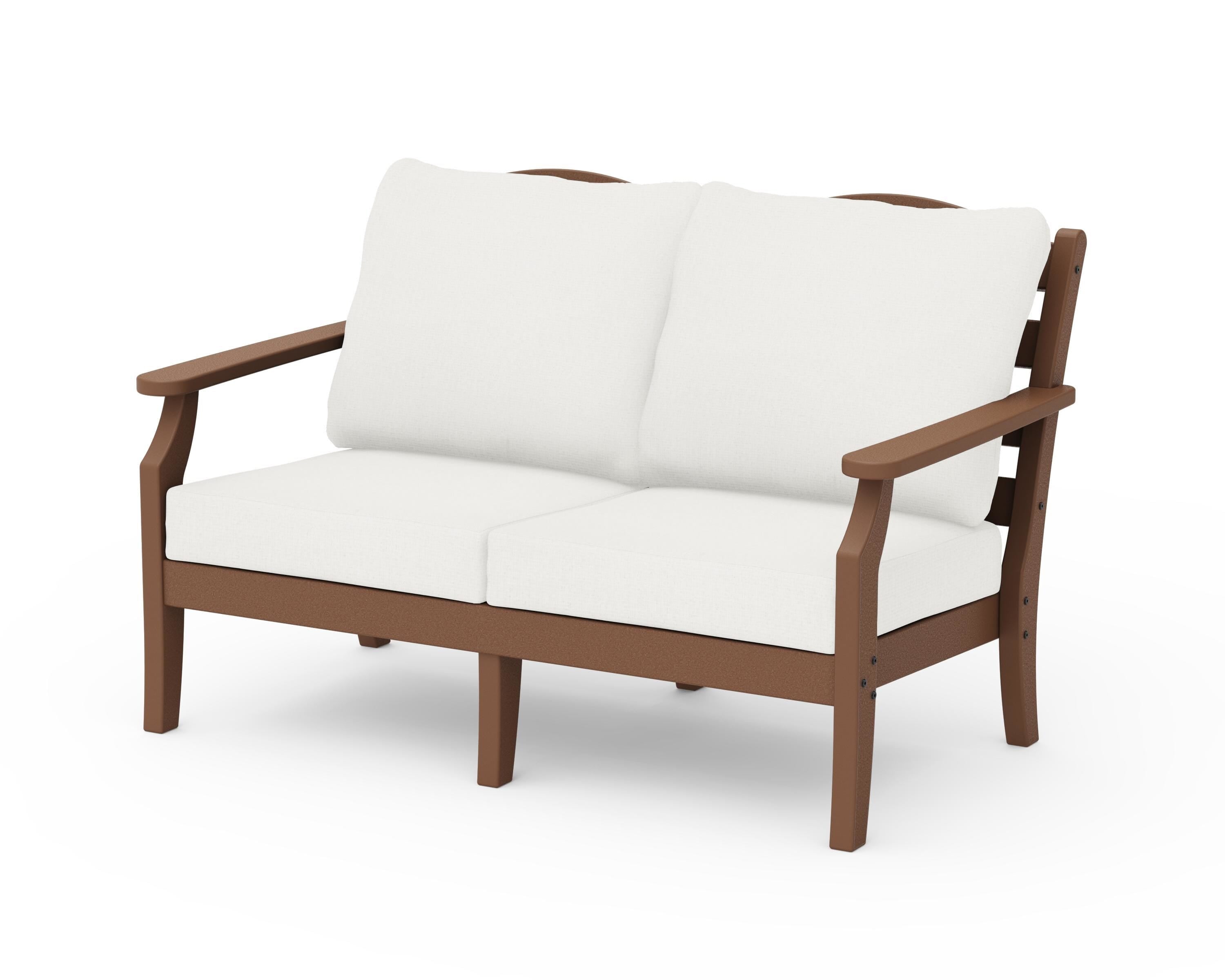 Draper James™ by  POLYWOOD® Savannah Deep Seating Loveseat in Teak / Natural Linen