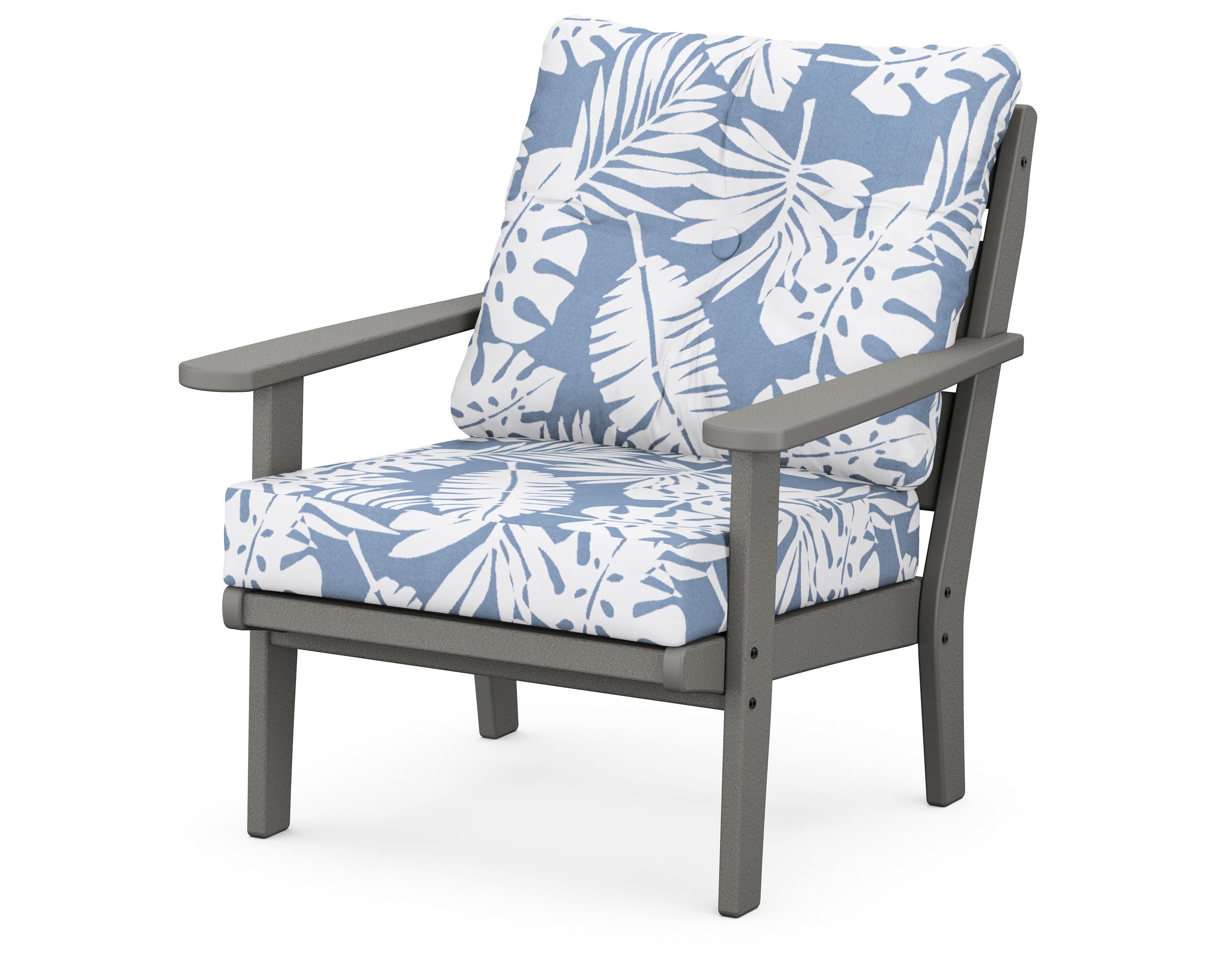 POLYWOOD® Lakeside Deep Seating Chair in Slate Grey / Leaf Sky Blue