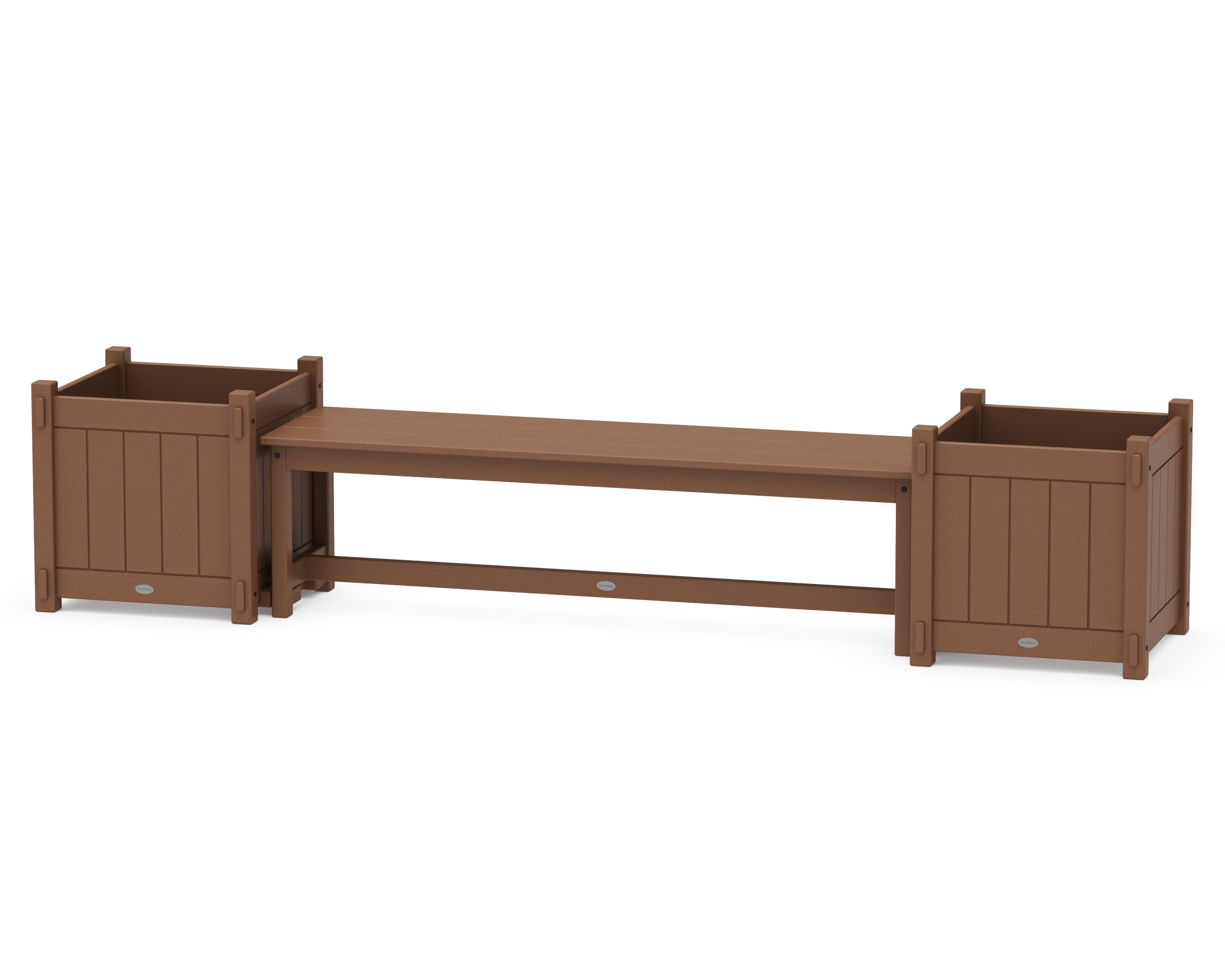 POLYWOOD® 60" Vineyard Straight Planter Bench Set - Large in Teak