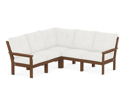 POLYWOOD® Vineyard 5-Piece Sectional in Teak / Natural Linen