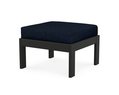 POLYWOOD® Vineyard Modular Ottoman in Black / Marine Indigo