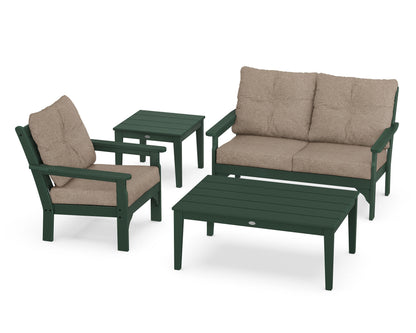 POLYWOOD® Vineyard 4-Piece Deep Seating Set in Green / Spiced Burlap