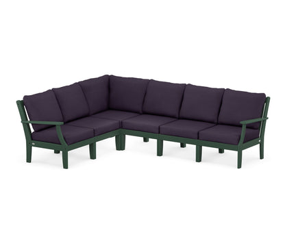 POLYWOOD® Braxton Modular 6-Piece Deep Seating Set in Green / Navy Linen