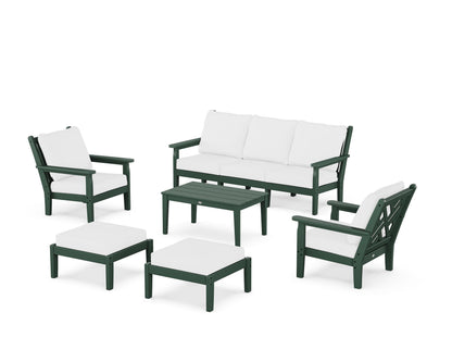 POLYWOOD® Chippendale 6-Piece Lounge Sofa Set in Green / Natural