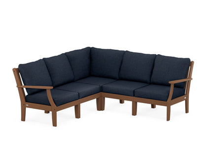 POLYWOOD® Braxton Modular 5-Piece Deep Seating Set in Teak / Marine Indigo