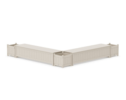 POLYWOOD® 72" Vineyard L- Shaped Planter Storage Bench Corner Set in Sand