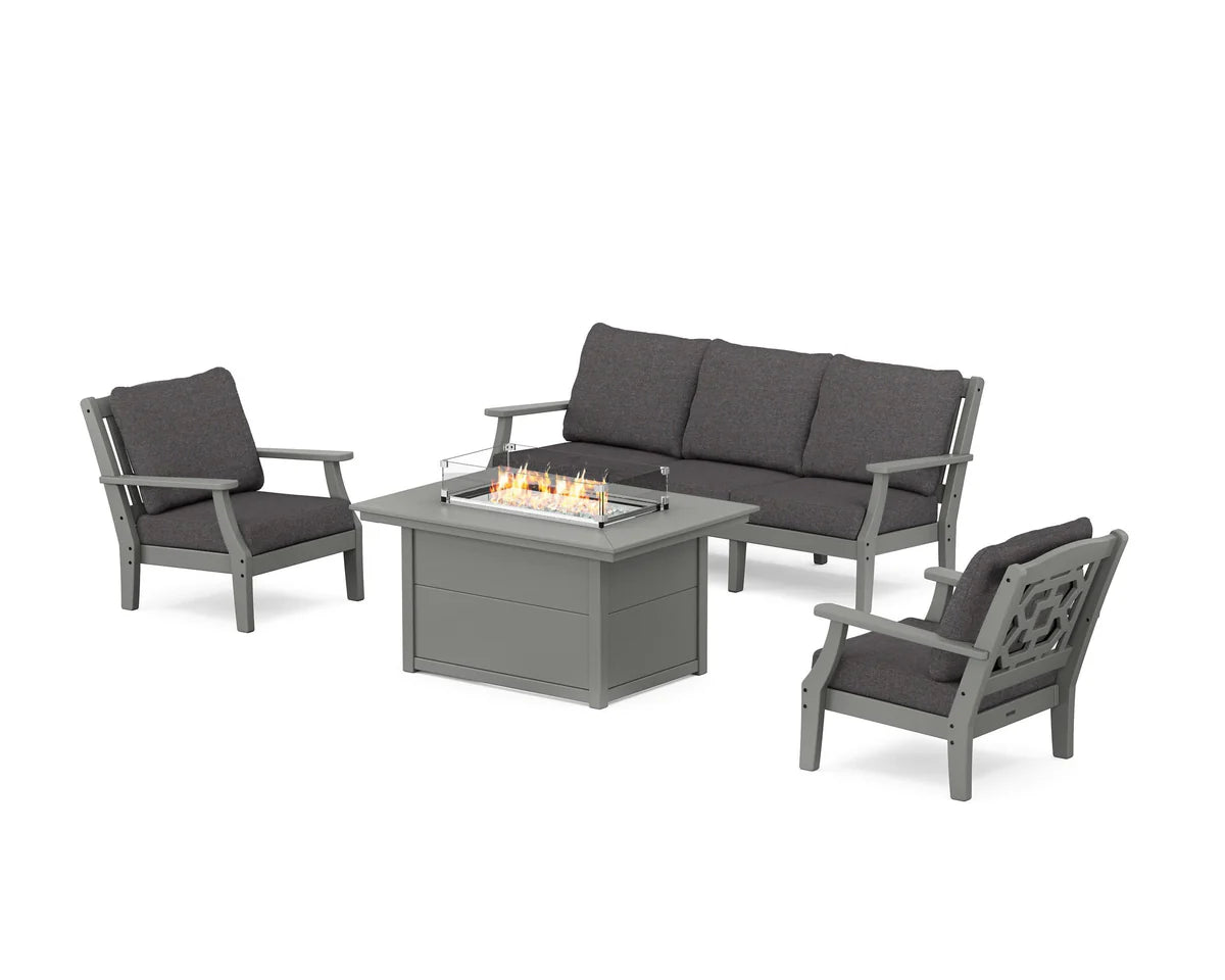 Chinoiserie Deep Seating Fire Pit Table Set