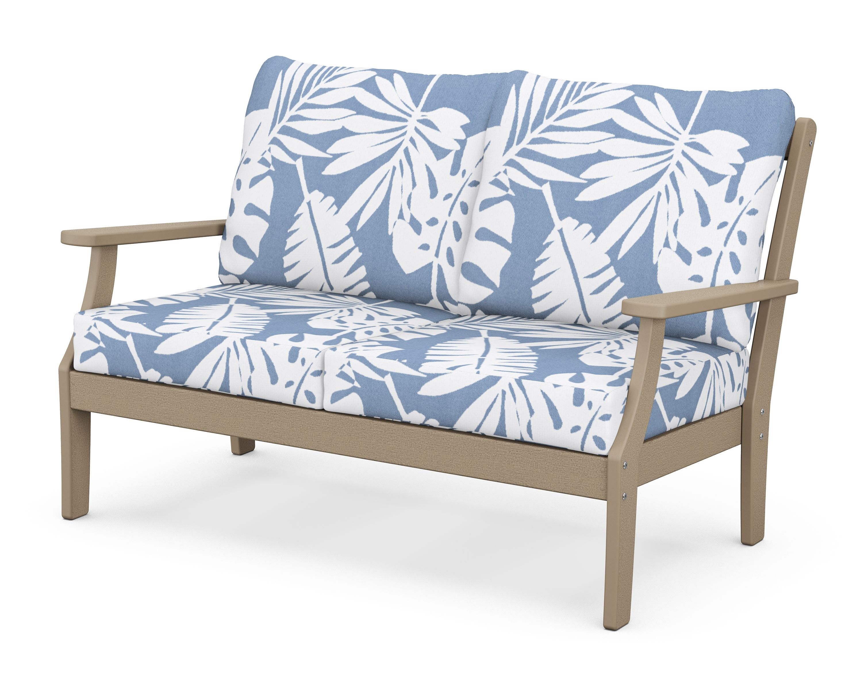 POLYWOOD® Braxton Deep Seating Loveseat in Vintage Sahara / Leaf Sky Blue
