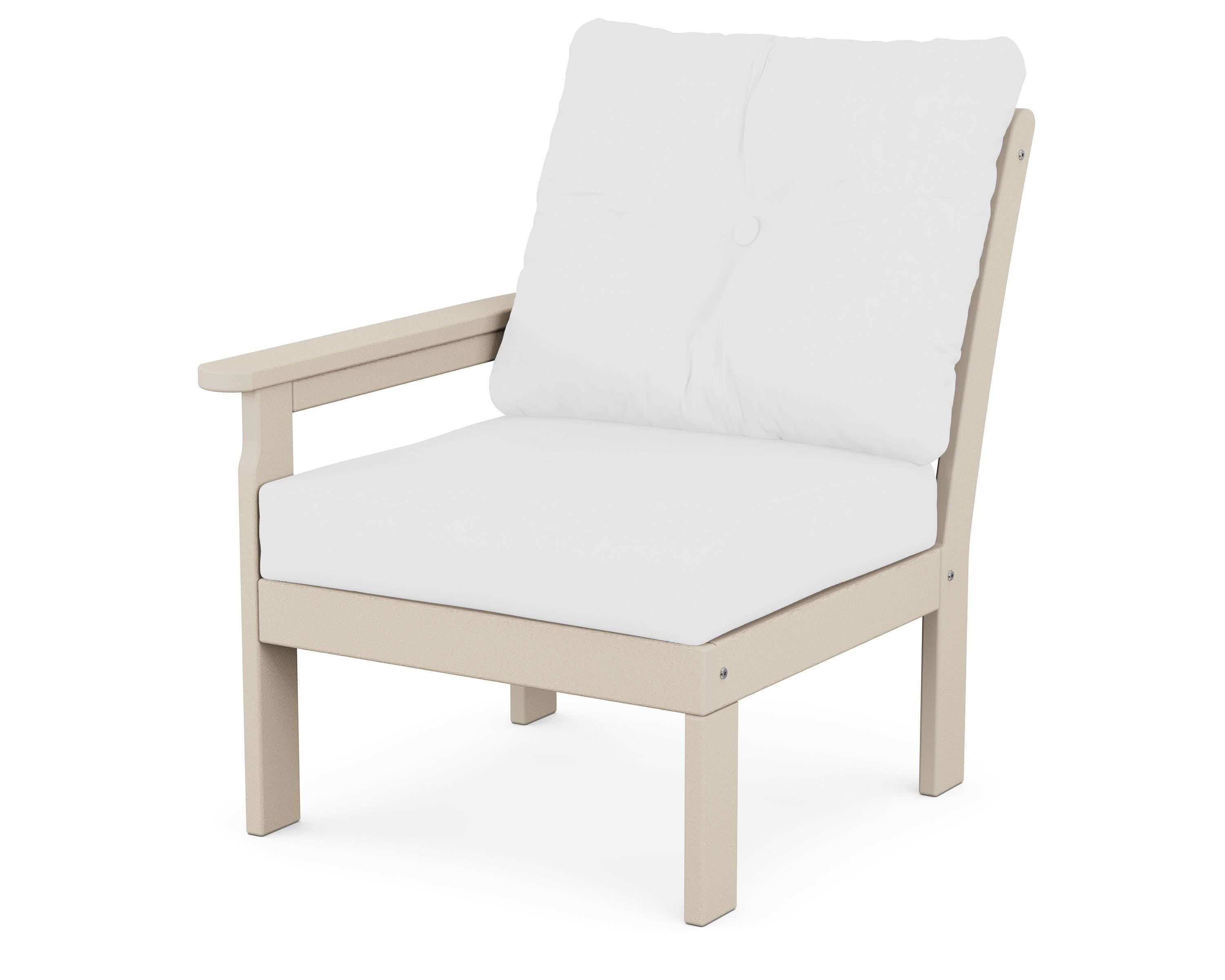 POLYWOOD® Vineyard Modular Left Arm Chair in Sand / Natural