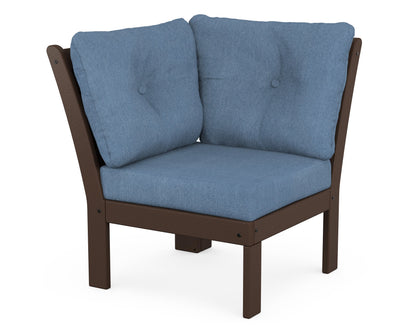 POLYWOOD® Vineyard Modular Corner Chair in Mahogany / Sky Blue