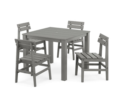 POLYWOOD® Modern Studio Plaza Chair 5-Piece Parsons Dining Set in Slate Grey