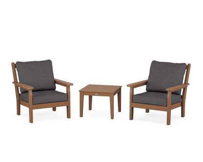 POLYWOOD® Chippendale 3-Piece Deep Seating Set in Teak / Ash Charcoal