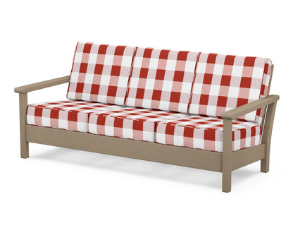 POLYWOOD® Harbour Deep Seating Sofa in Vintage Sahara / Buffalo Plaid Crimson