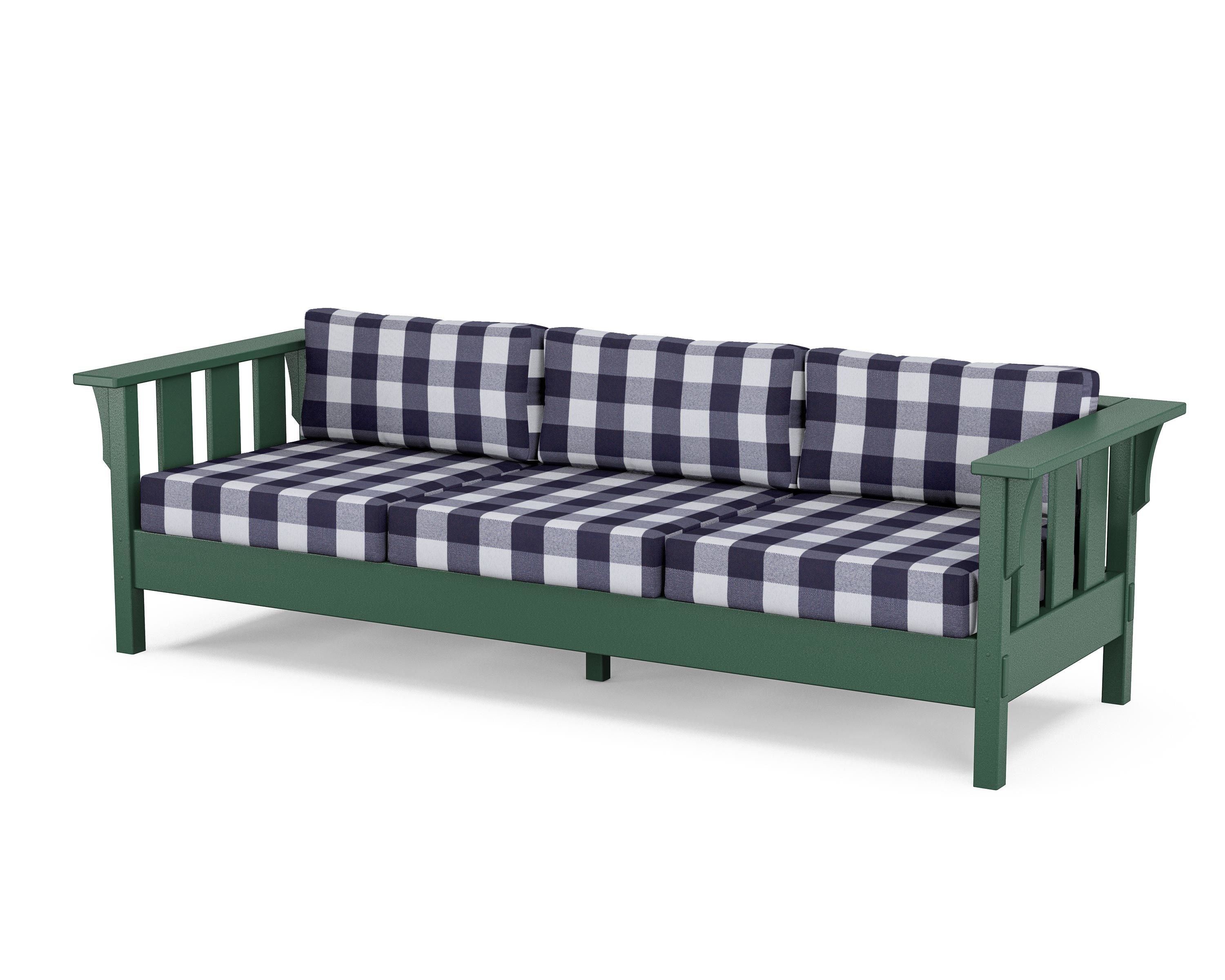 Martha Stewart by POLYWOOD® Acadia Deep Seating Sofa in Green / Buffalo Plaid Navy