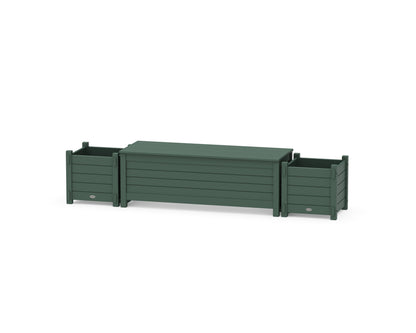 POLYWOOD® 48" Nautical Straight Planter Storage Bench Set in Green