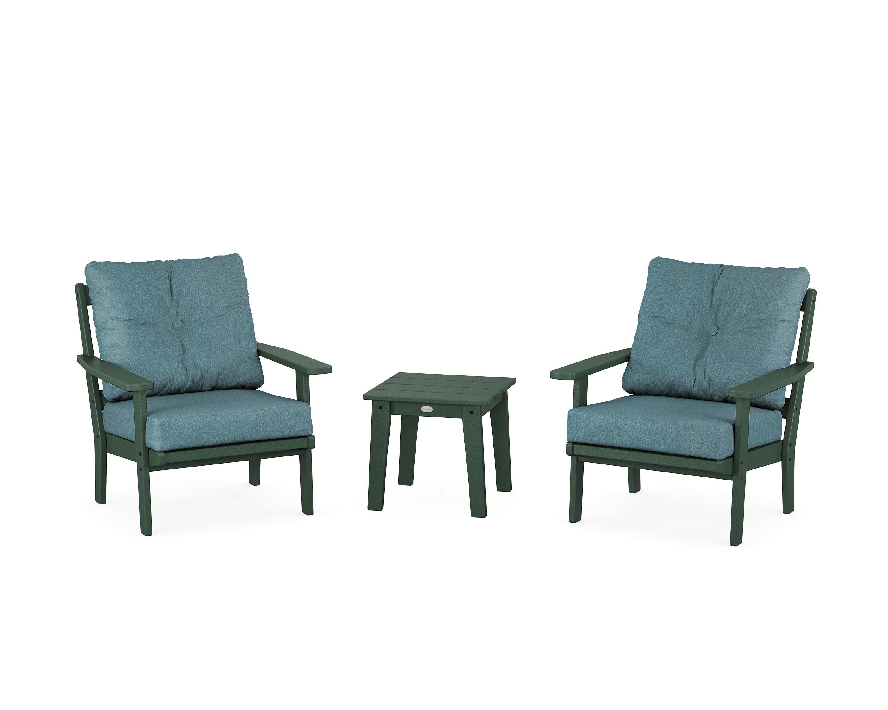 POLYWOOD® Oxford 3-Piece Deep Seating Set in Green / Ocean Teal