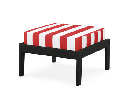 Unbranded Deep Seating Ottoman in Black / Cabana Stripe Crimson
