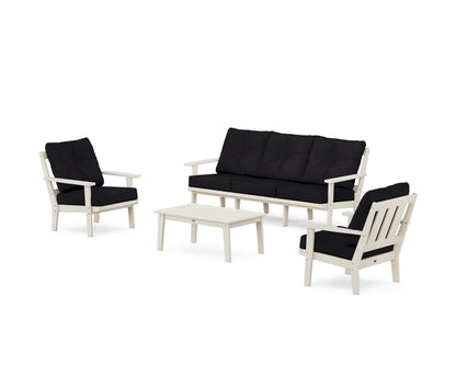 POLYWOOD® Oxford 4-Piece Deep Seating Set with Sofa in Sand / Midnight Linen