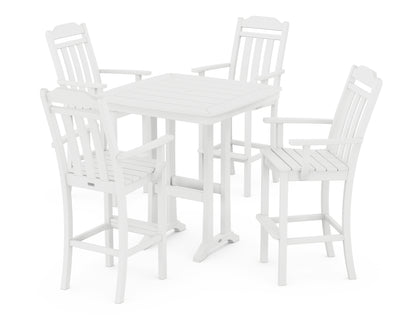 Country Living Cottage 5-Piece Bar Set with Trestle Legs in White