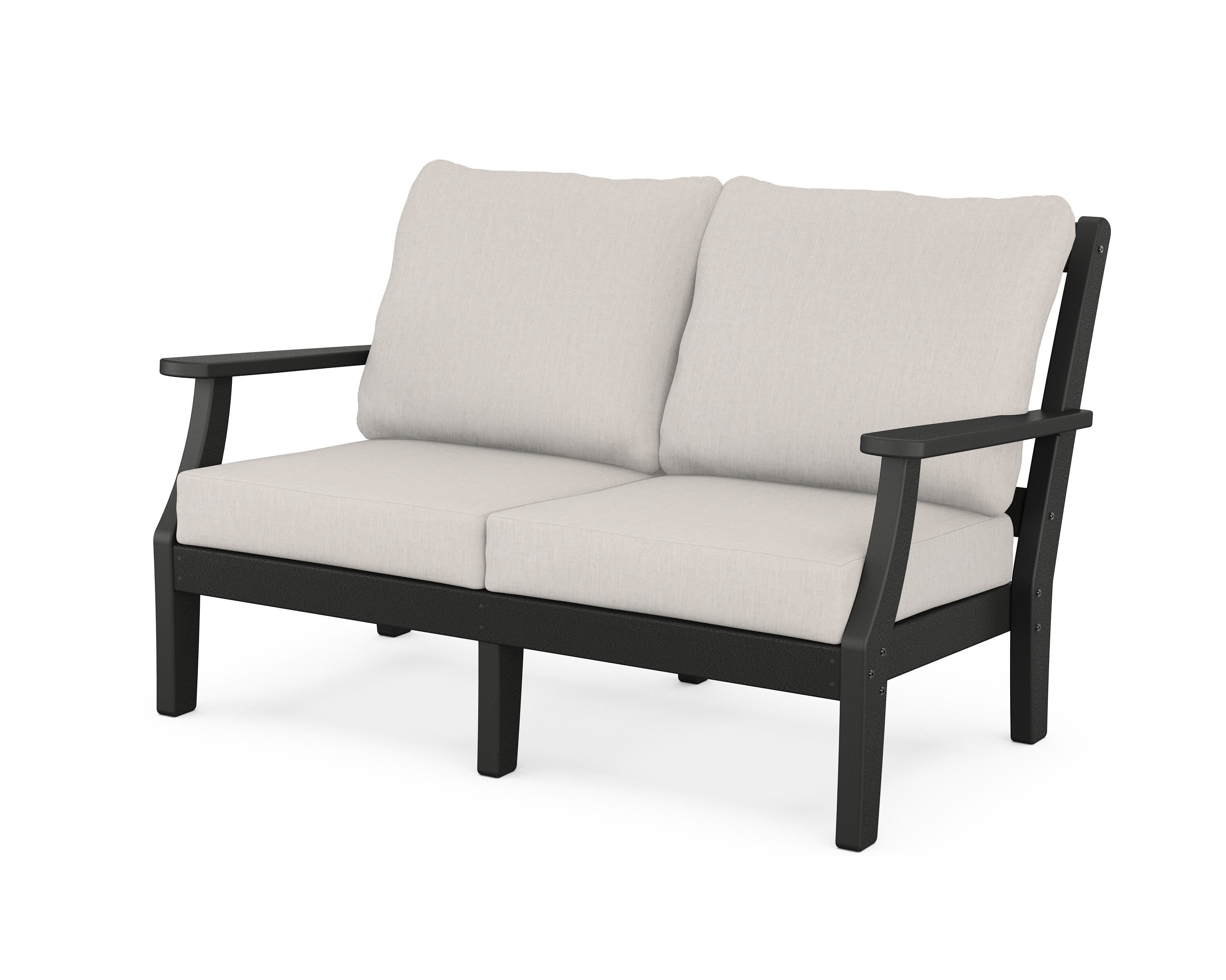 Martha Stewart by POLYWOOD® Chinoiserie Deep Seating Loveseat in Black / Cast Ash