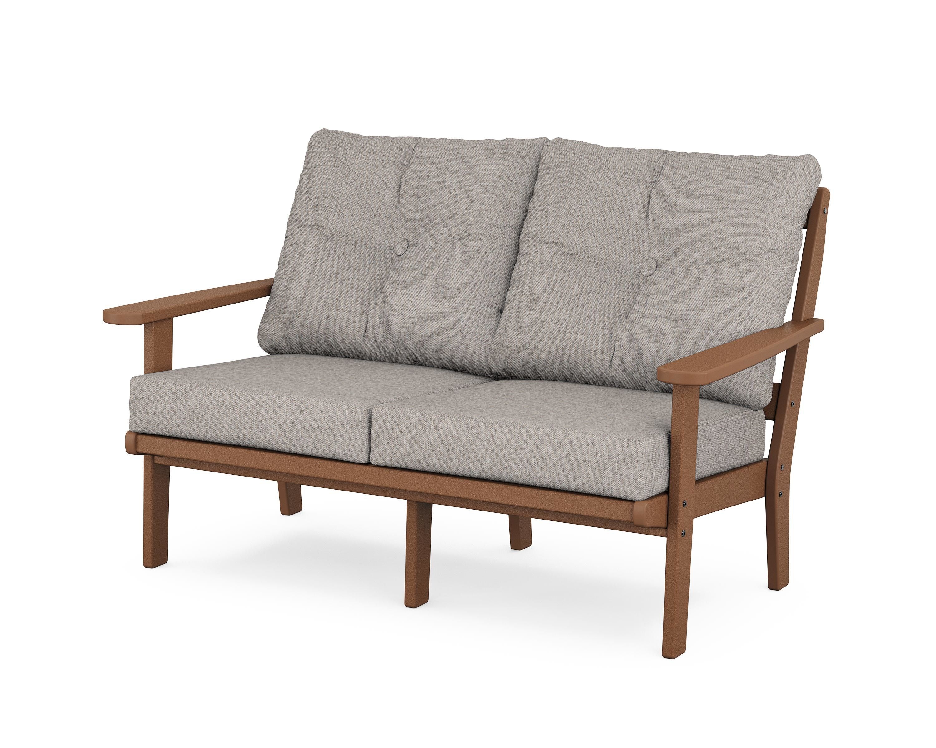 POLYWOOD® Mission Deep Seating Loveseat in Teak / Weathered Tweed