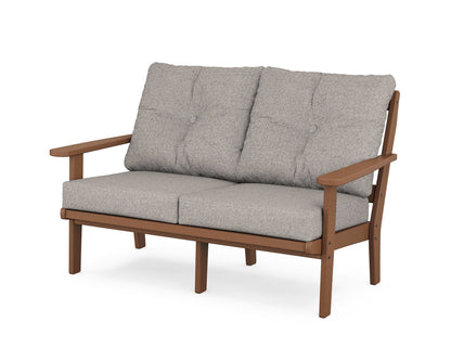 POLYWOOD® Mission Deep Seating Loveseat in Teak / Weathered Tweed