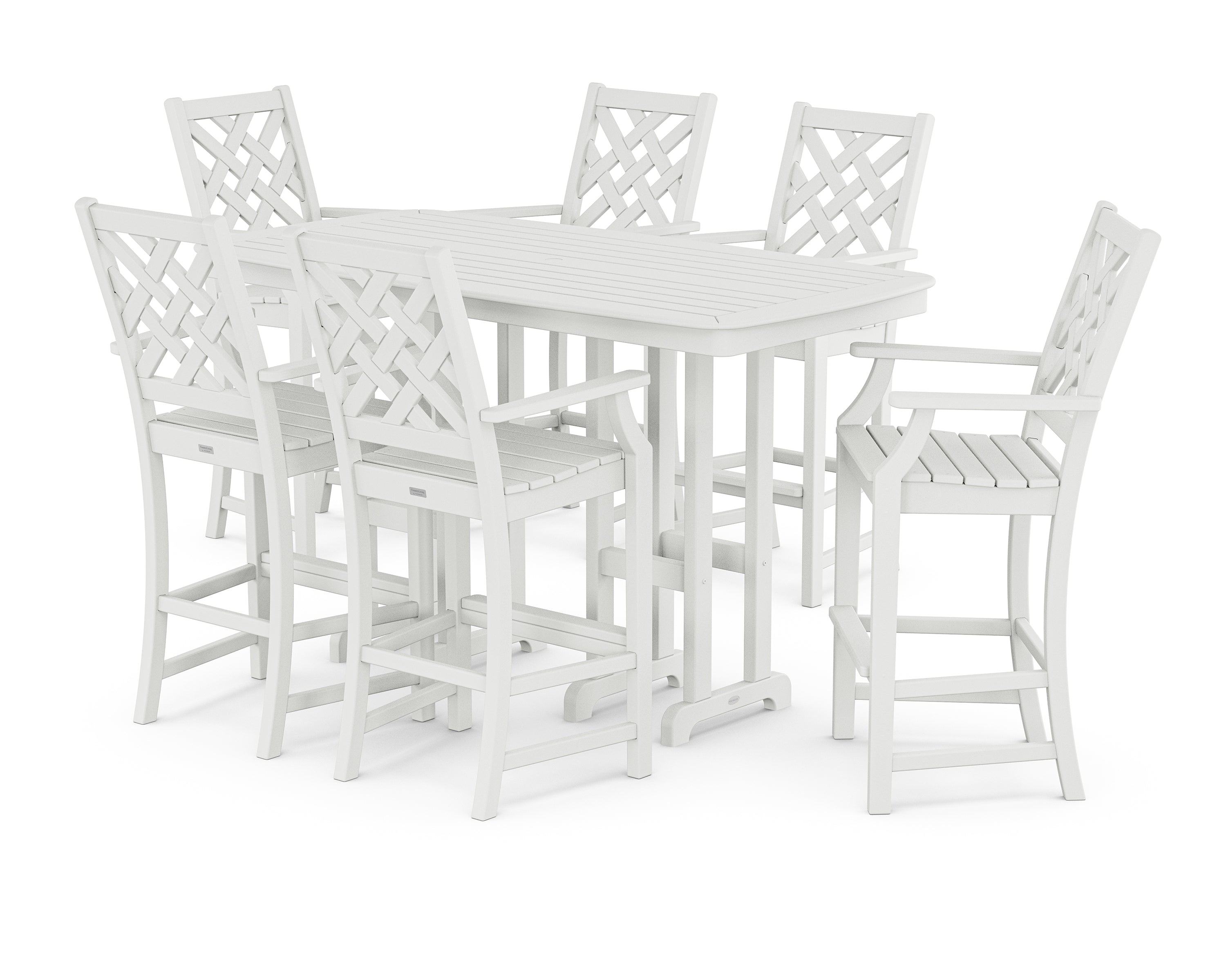 Country Living Wovendale Arm Chair 7-Piece Bar Set in White