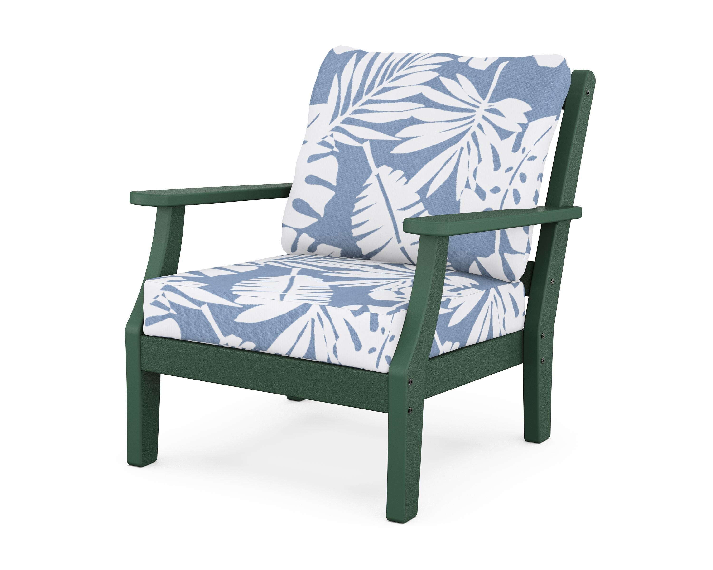 Martha Stewart by POLYWOOD® Chinoiserie Deep Seating Chair in Green / Leaf Sky Blue