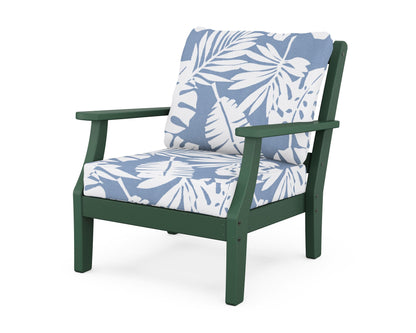 Martha Stewart by POLYWOOD® Chinoiserie Deep Seating Chair in Green / Leaf Sky Blue