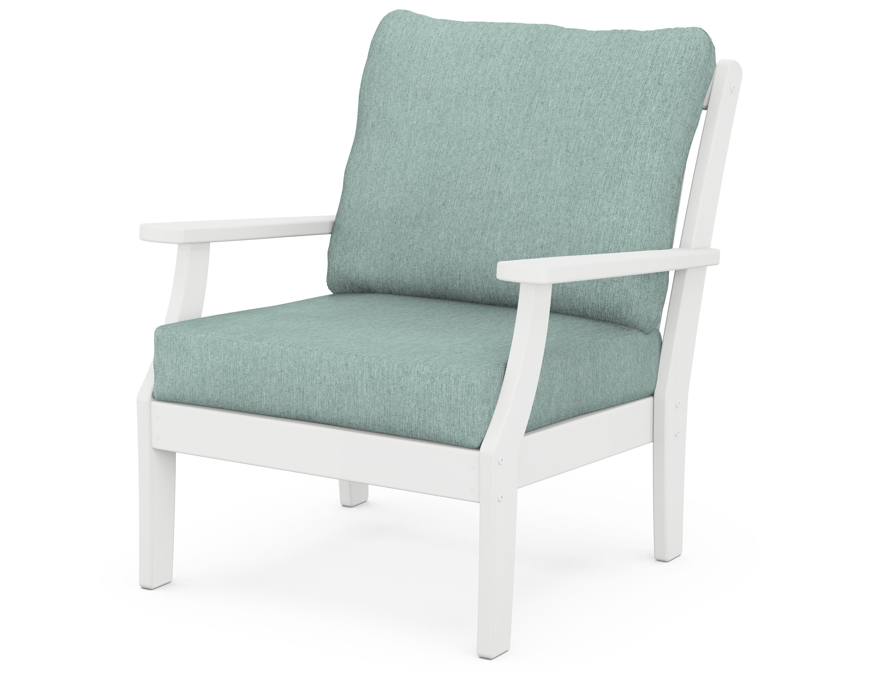 POLYWOOD® Braxton Deep Seating Chair in White / Glacier Spa