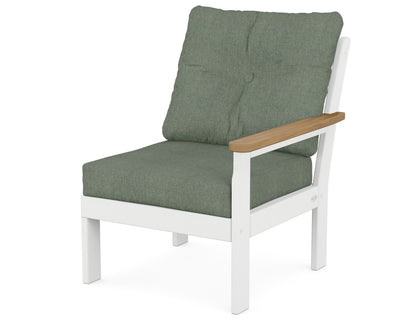 POLYWOOD® Vineyard Modular Right Arm Chair in White / Natural / Cast Sage