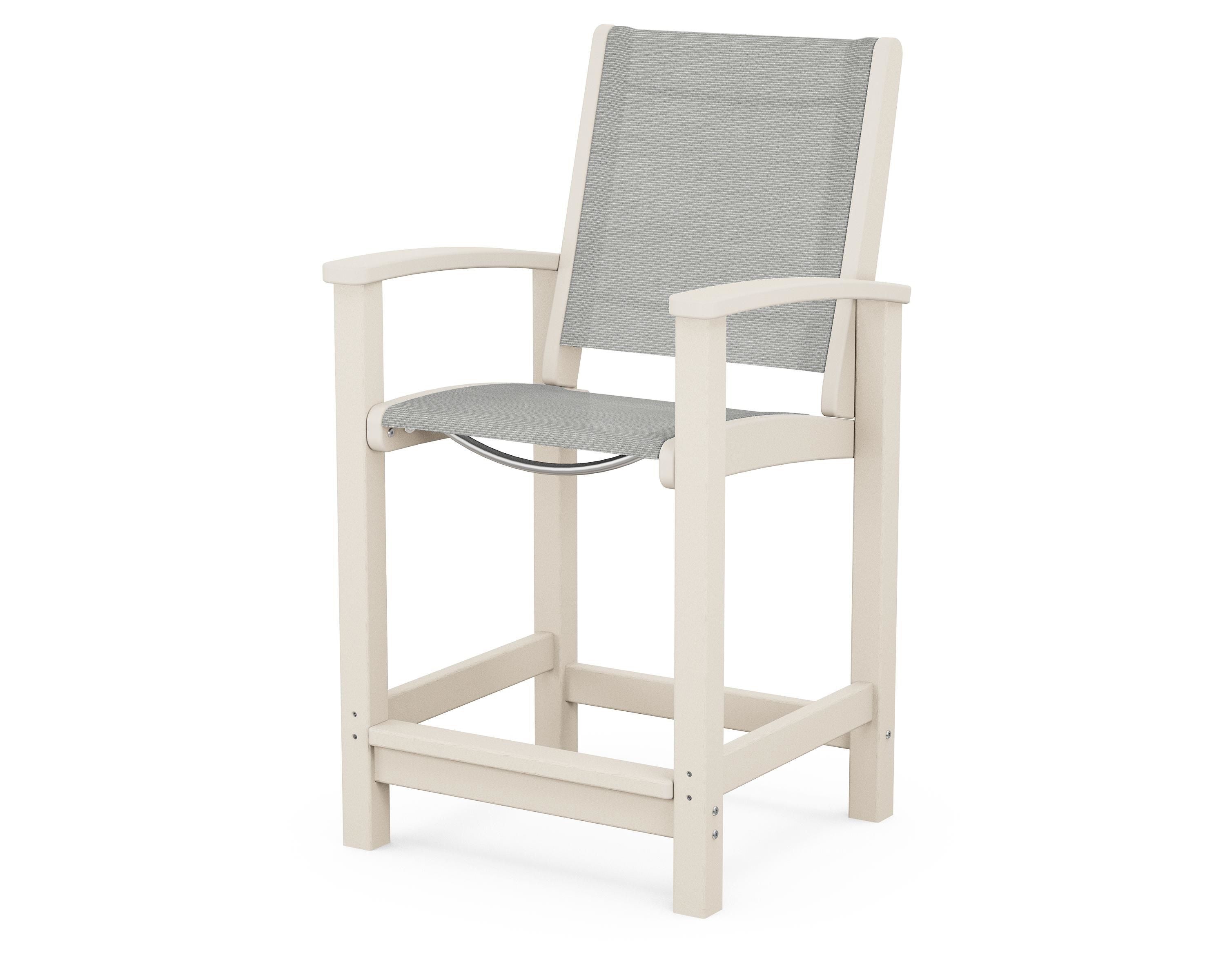 POLYWOOD® Coastal Counter Chair in Sand / Metallic Sling