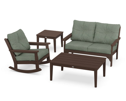 POLYWOOD® Vineyard 4-Piece Deep Seating Rocker Set in Mahogany / Cast Sage