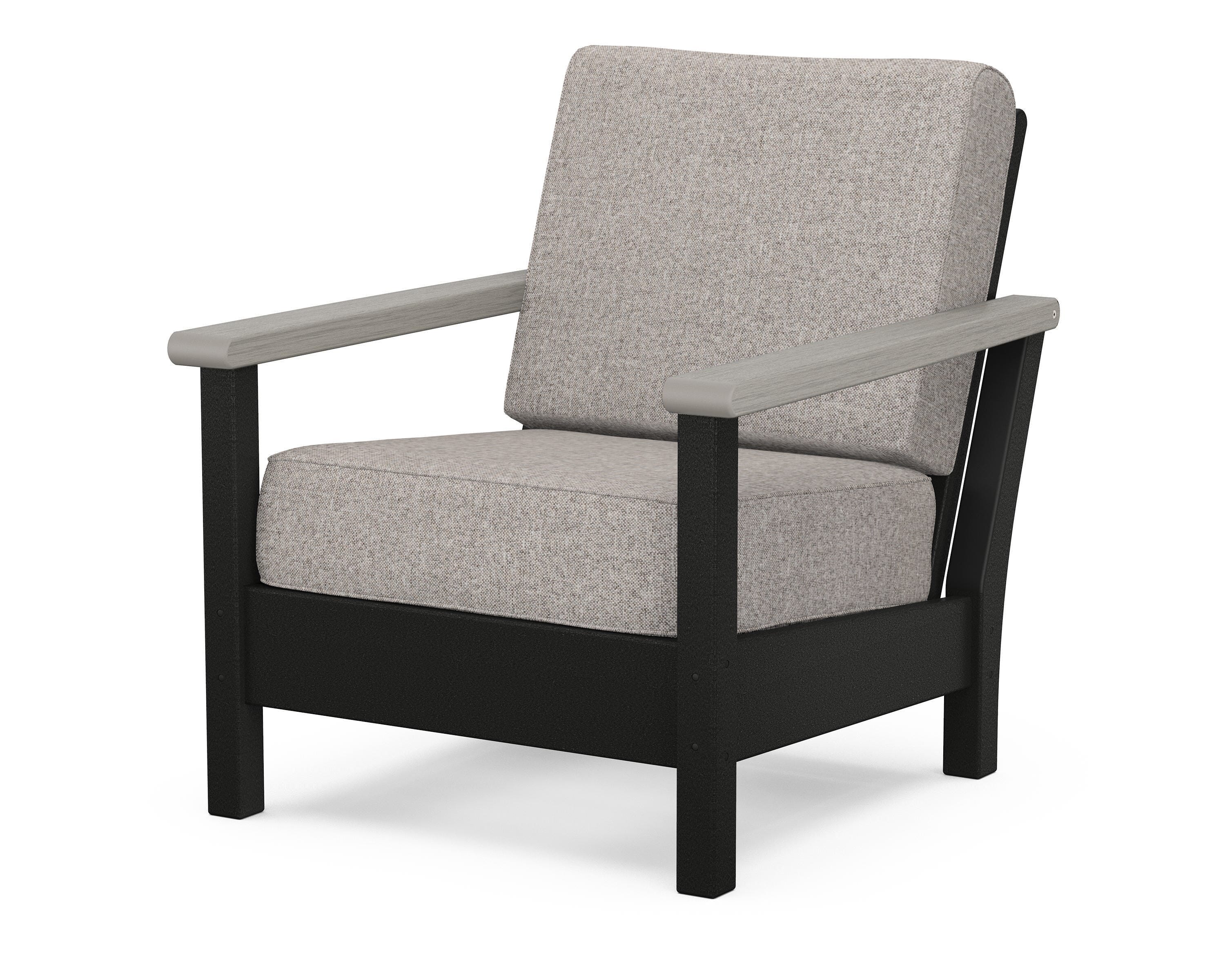 POLYWOOD® Harbour Deep Seating Chair in Black / Driftwood / Weathered Tweed