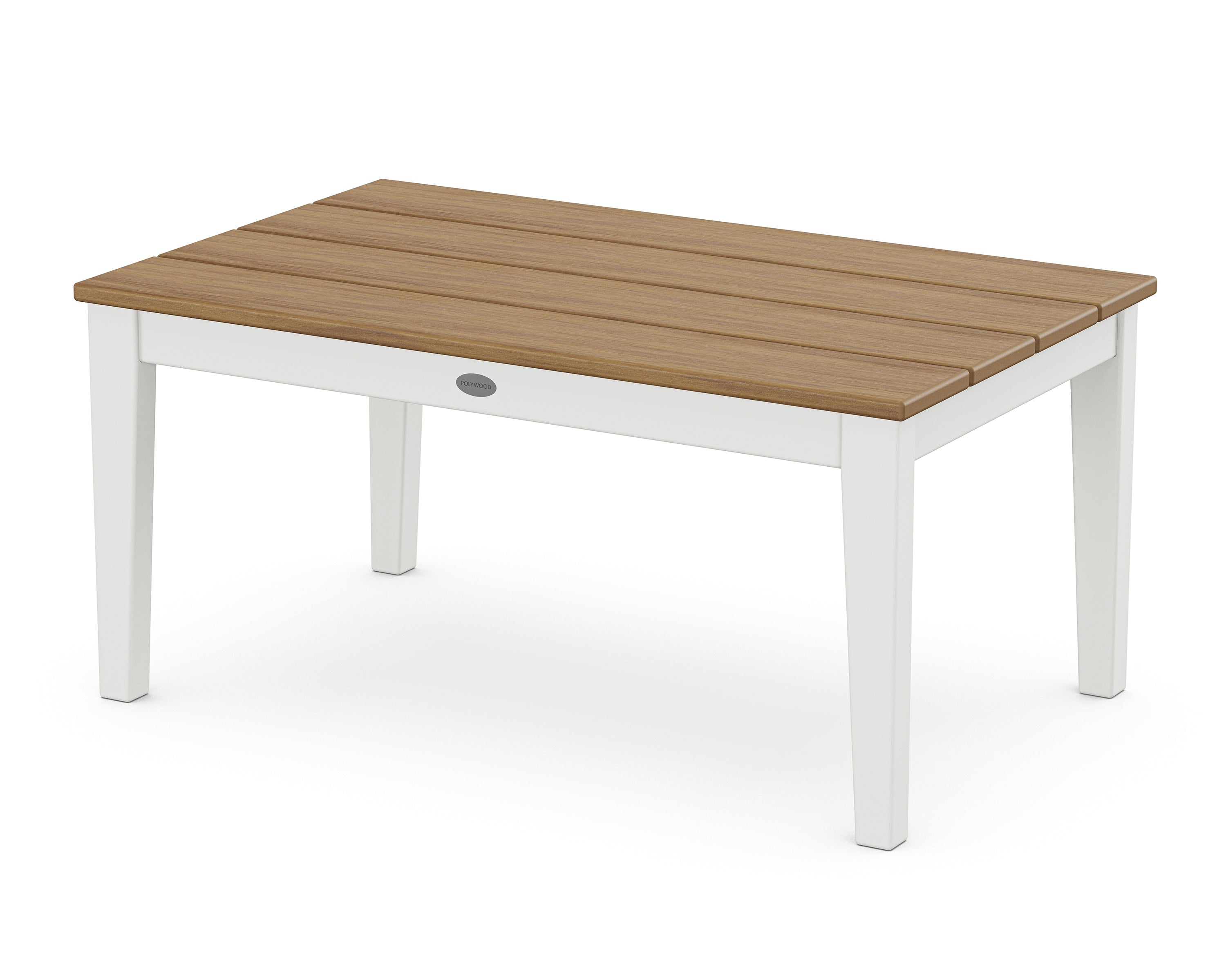 POLYWOOD® Newport 22" x 36" Coffee Table in White / Natural