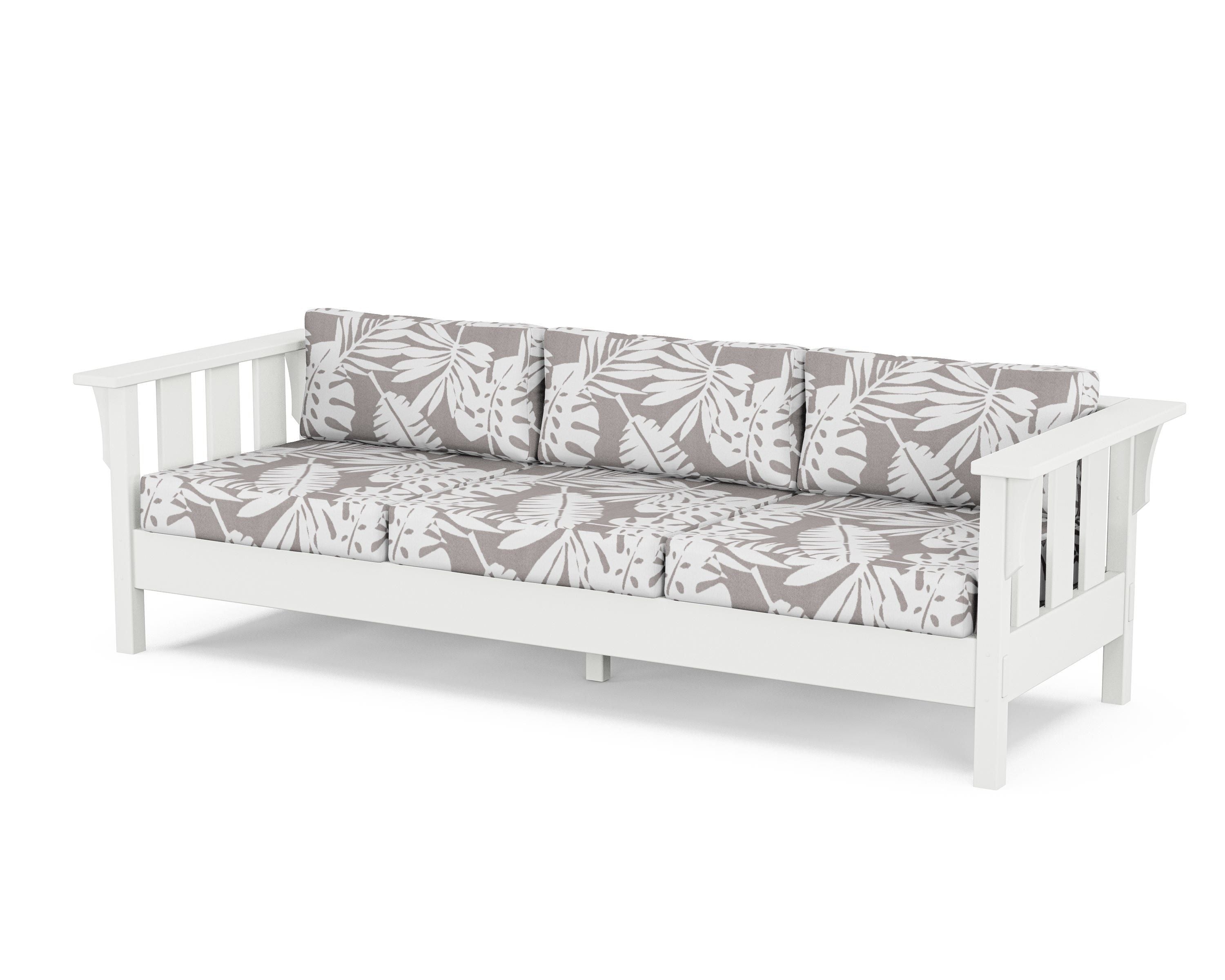 Martha Stewart by POLYWOOD® Acadia Deep Seating Sofa in White / Leaf Grey Mist
