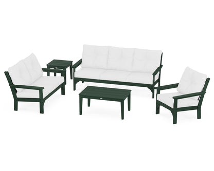 POLYWOOD® Vineyard 5 Piece Deep Seating Set in Green / Natural