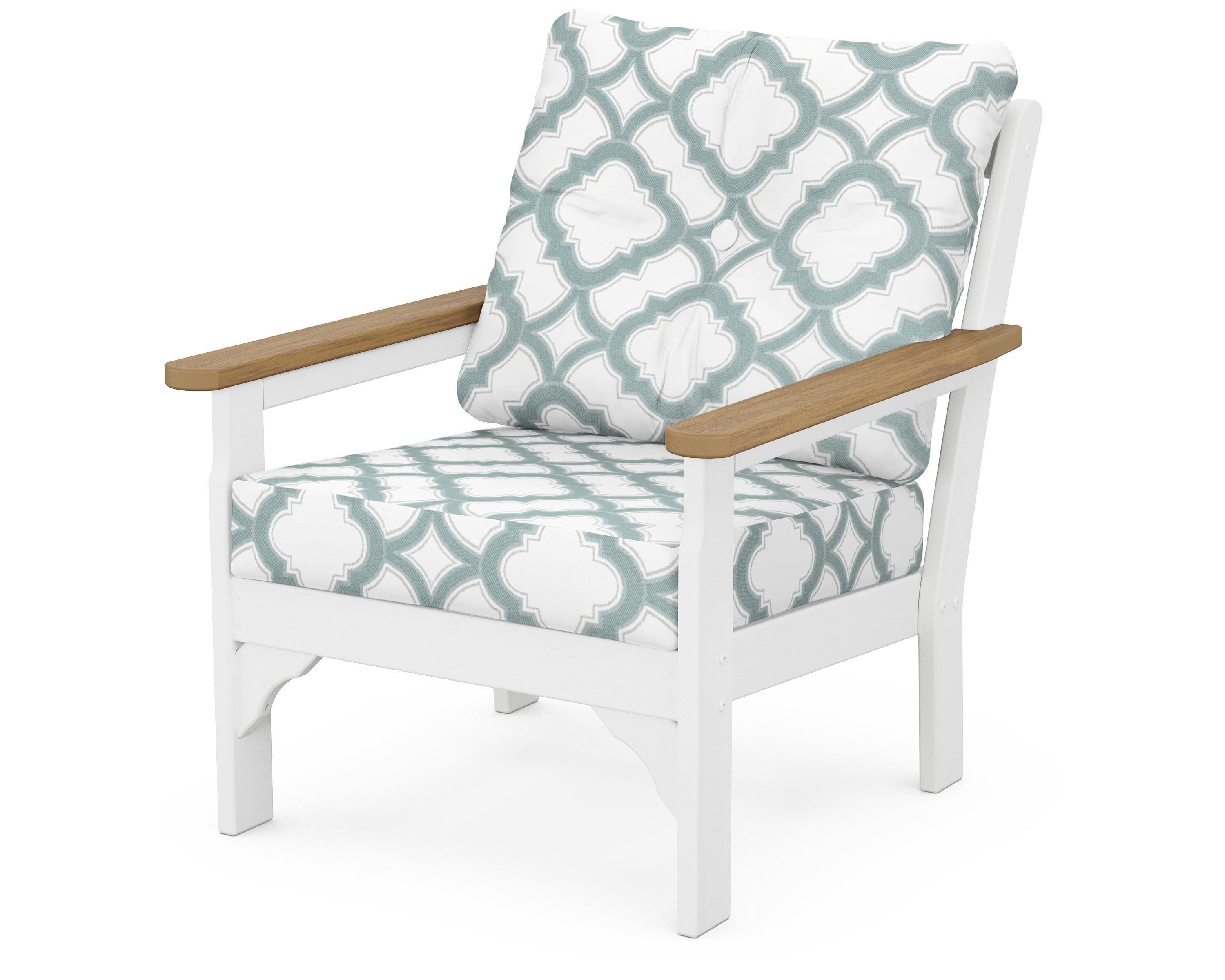 POLYWOOD® Vineyard Deep Seating Chair in White / Natural / Trellis Glacier Spa