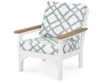 POLYWOOD® Vineyard Deep Seating Chair in White / Natural / Trellis Glacier Spa