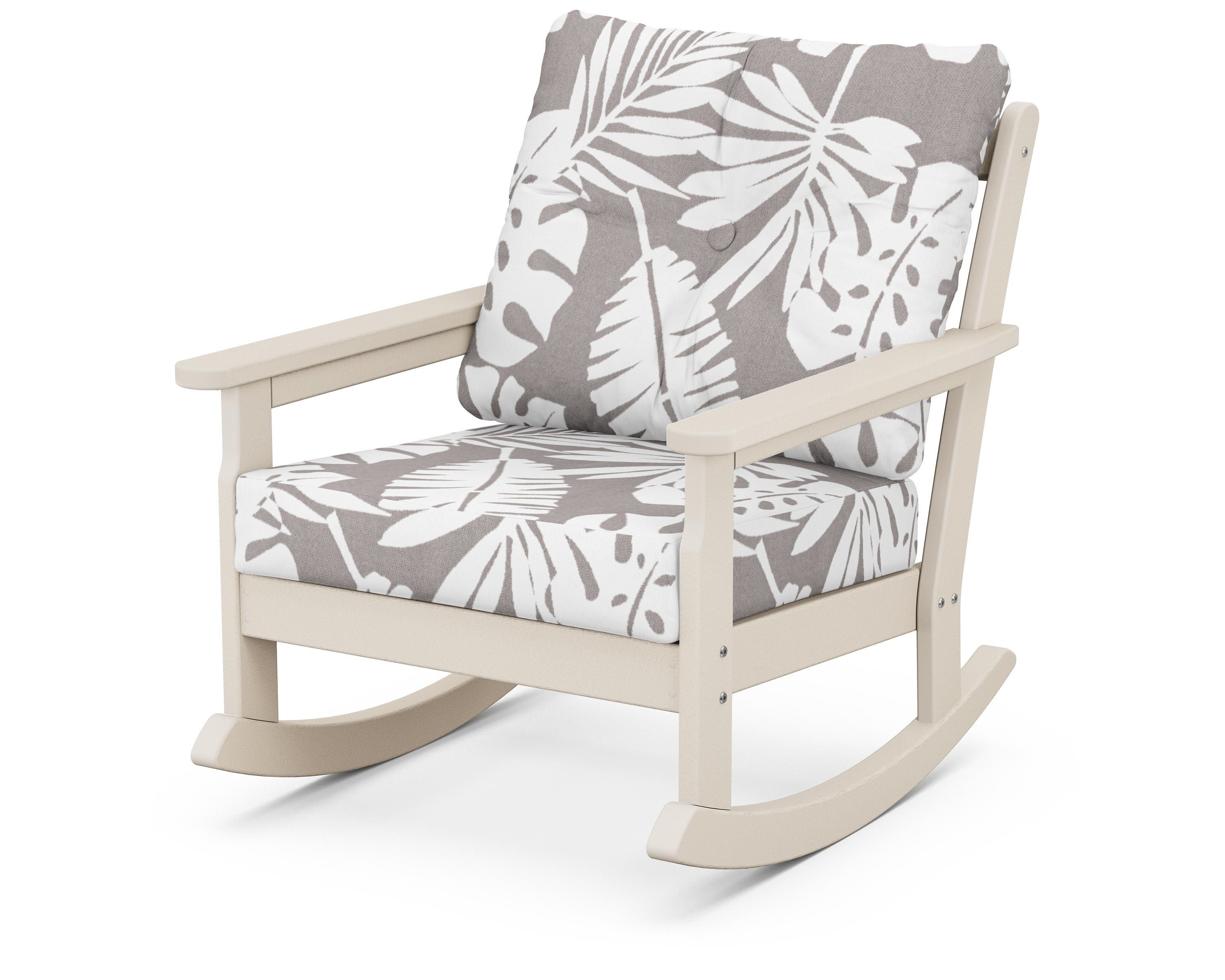 POLYWOOD® Vineyard Deep Seating Rocking Chair in Sand / Leaf Grey Mist
