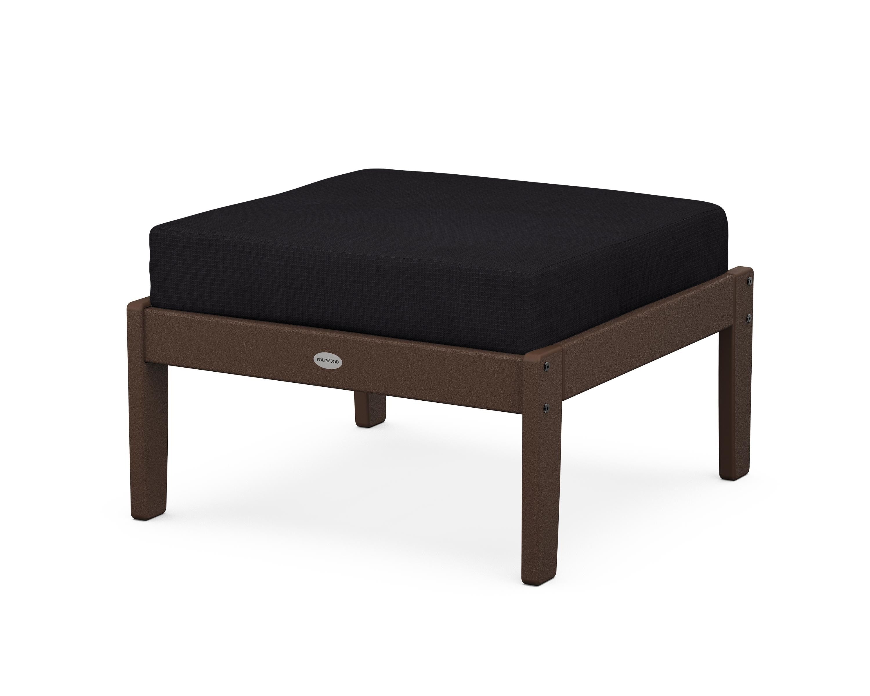 POLYWOOD® Braxton Deep Seating Ottoman in Mahogany / Midnight Linen