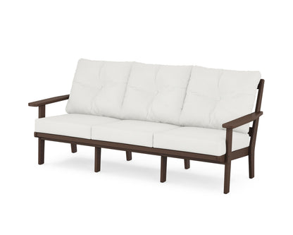 POLYWOOD® Oxford Deep Seating Sofa in Mahogany / Natural Linen