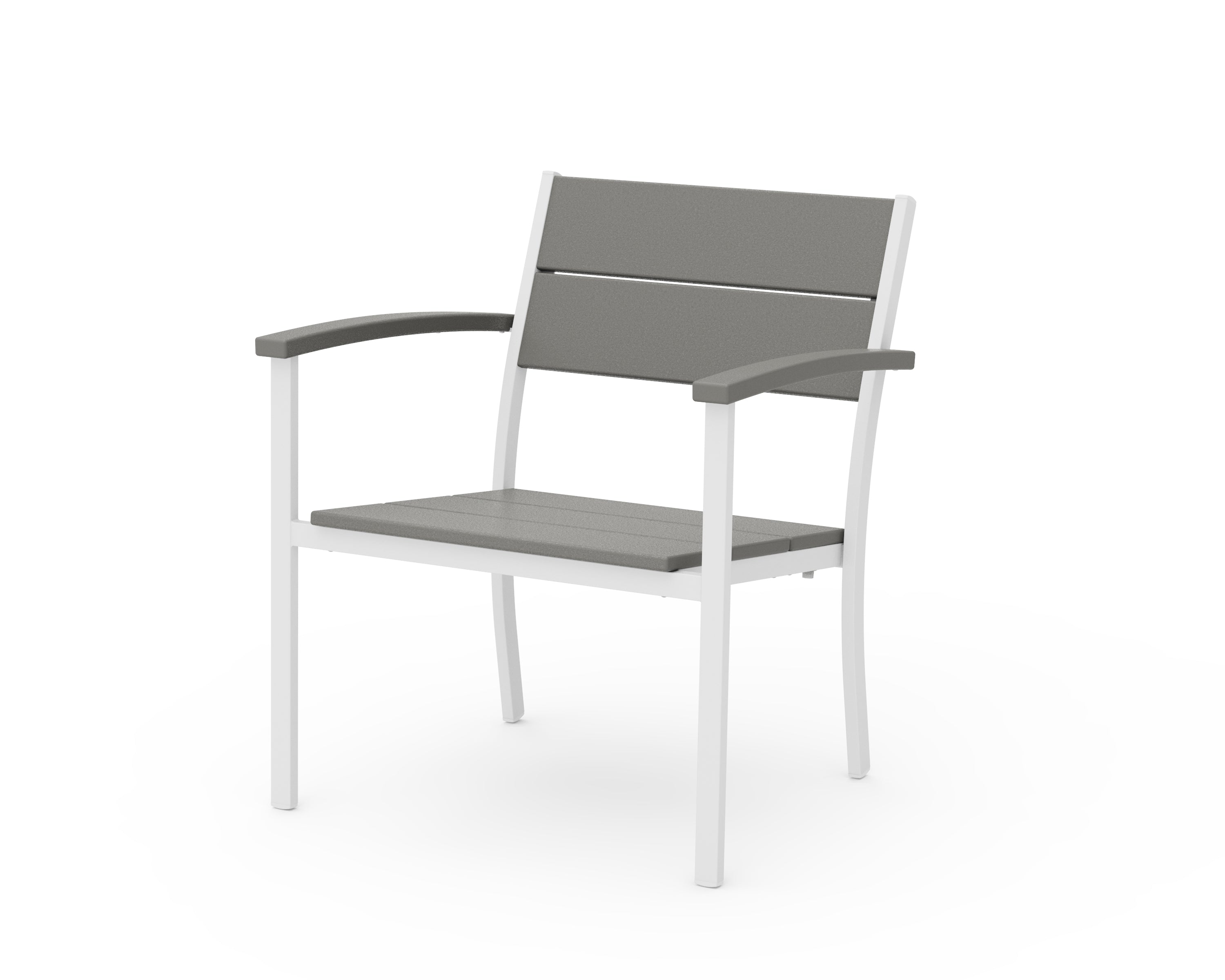 POLYWOOD® Main Street Stacking Lounge Arm Chair in White / Slate Grey