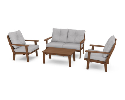 POLYWOOD® Lakeside 4-Piece Deep Seating Set in Teak / Granite