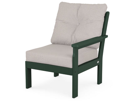 POLYWOOD® Vineyard Modular Right Arm Chair in Green / Dune Burlap