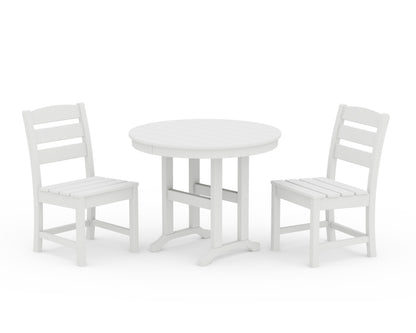 POLYWOOD® Lakeside Side Chair 3-Piece Round Dining Set in White