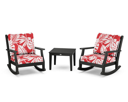 Country Living Wovendale 3-Piece Deep Seating Rocker Set in Black / Leaf Crimson
