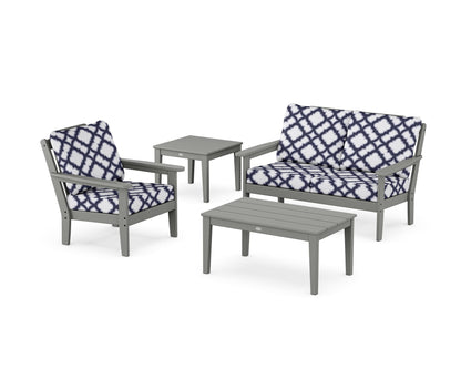 Country Living Wovendale 4-Piece Deep Seating Set in Slate Grey / Trellis Navy
