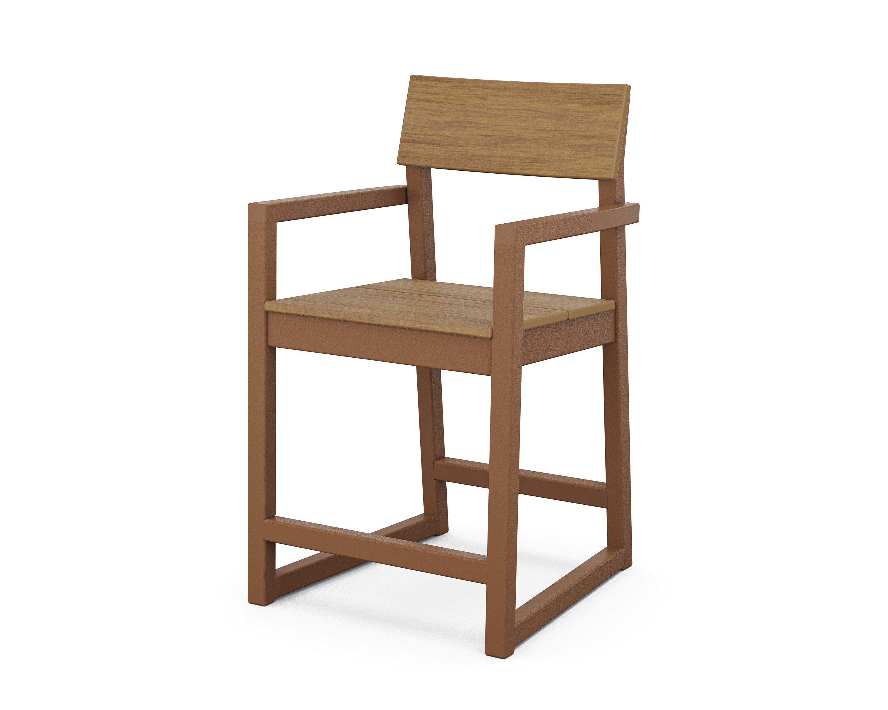 POLYWOOD® EDGE Counter Arm Chair in Teak / Natural